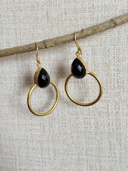 Aarini Black Onyx 18K Gold-Plated Brass Earrings