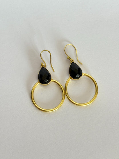 Aarini Black Onyx 18K Gold-Plated Brass Earrings
