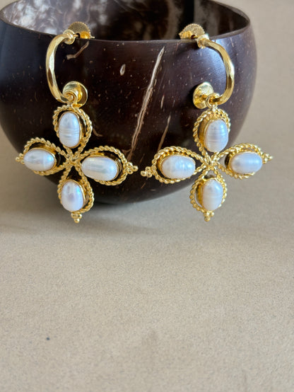 Mogra Freshwater pearl 18K Gold-Plated Brass Earrings