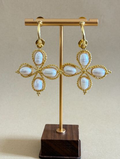 Mogra Freshwater pearl 18K Gold-Plated Brass Earrings