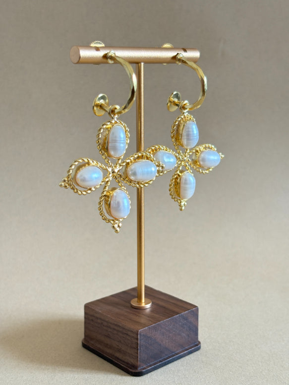 Mogra Freshwater pearl 18K Gold-Plated Brass Earrings