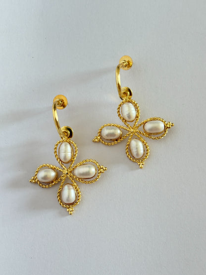 Mogra Freshwater pearl 18K Gold-Plated Brass Earrings