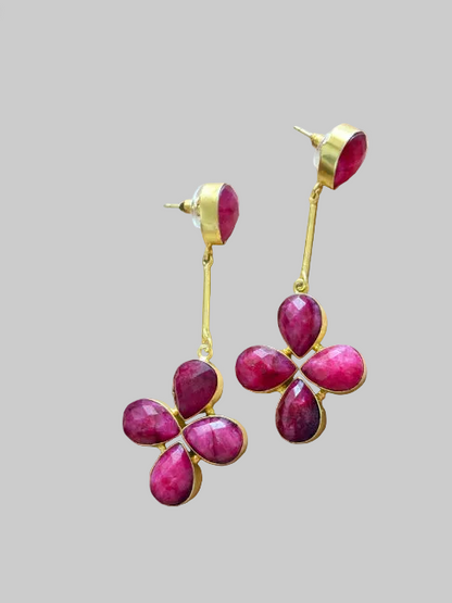 Vanya Ruby Hued Corundum Earrings