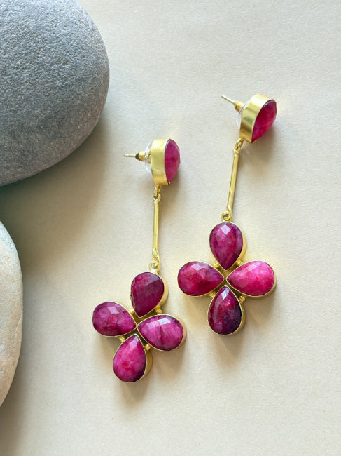 Vanya Ruby Hued Corundum Earrings
