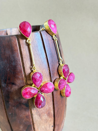 Vanya Ruby Hued Corundum Earrings