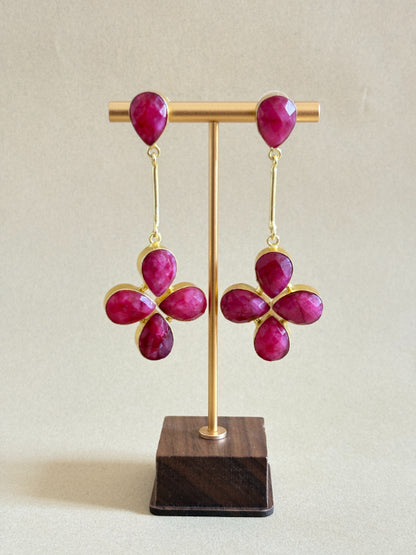 Vanya Ruby Hued Corundum Earrings