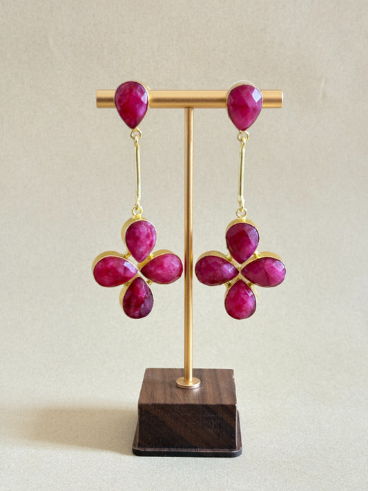 Vanya Ruby Hued Corundum Earrings