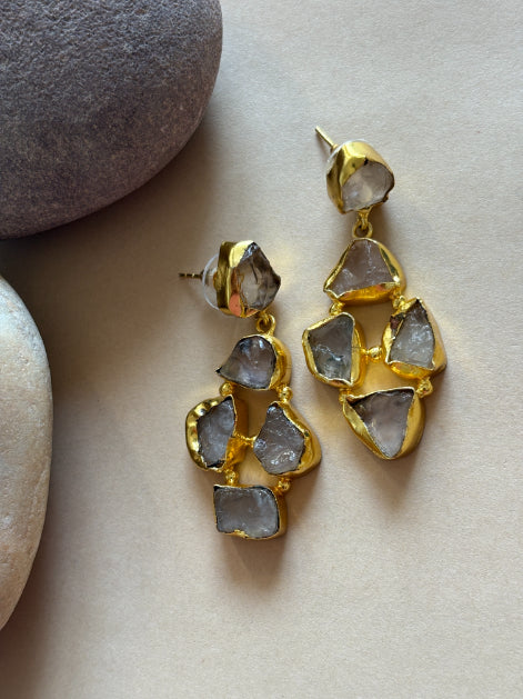 Vamika Rose Quartz 18K Gold-Plated Brass Earrings