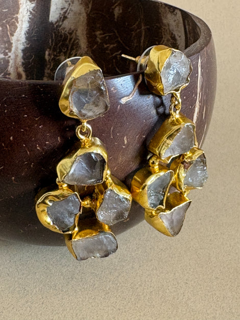 Vamika Rose Quartz 18K Gold-Plated Brass Earrings