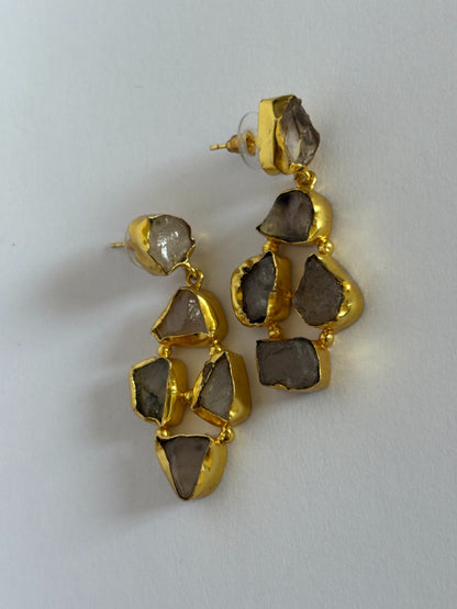 Vamika Rose Quartz 18K Gold-Plated Brass Earrings