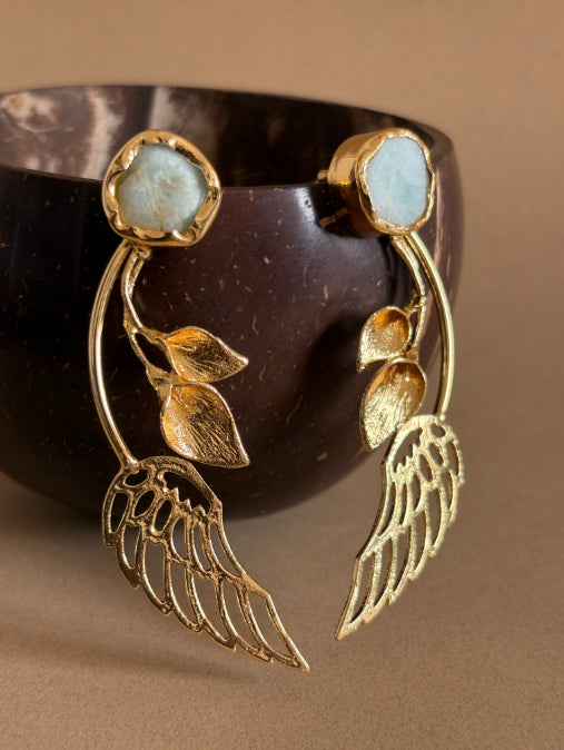Meher Amazonite 18K Gold-Plated Brass Earrings