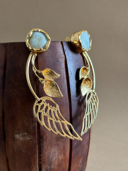 Meher Amazonite 18K Gold-Plated Brass Earrings