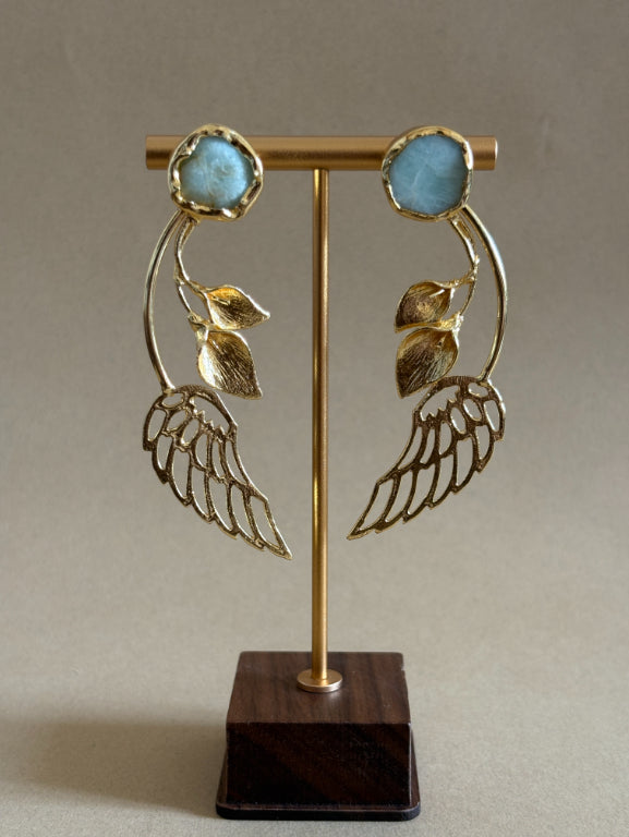 Meher Amazonite 18K Gold-Plated Brass Earrings