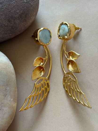 Meher Amazonite 18K Gold-Plated Brass Earrings