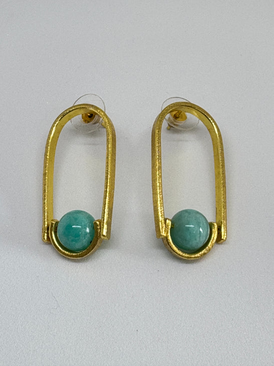 Veda Amazonite 18K Gold-Plated Brass Earrings