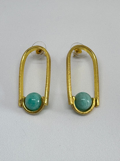 Veda Amazonite 18K Gold-Plated Brass Earrings