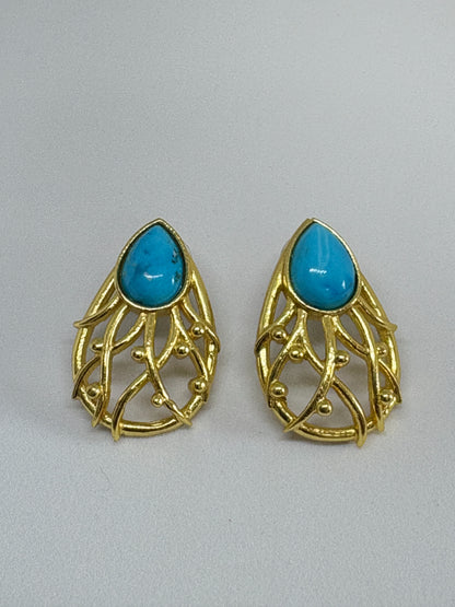 Aarya Turquoise 18K Gold-Plated Brass Earrings