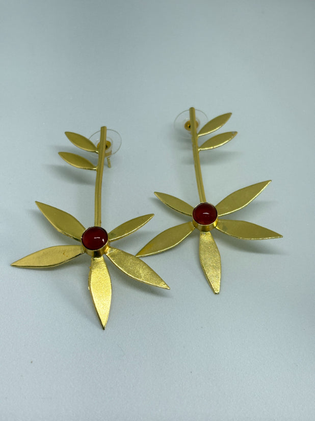 Rasha Carnalian 18K Gold-Plated brass stud earrings