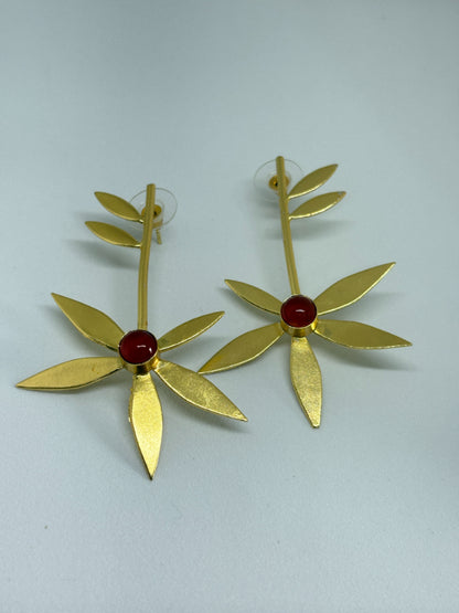 Rasha Carnalian 18K Gold-Plated brass stud earrings