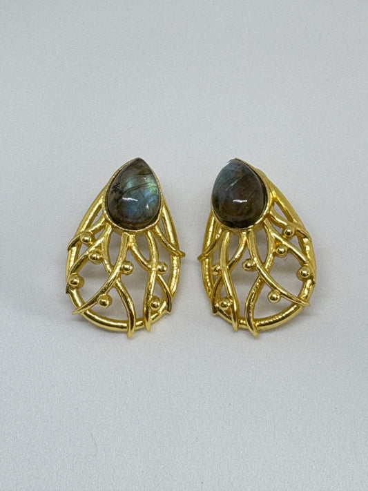 Aarya Labradorite 18K Gold-Plated Brass Earrings