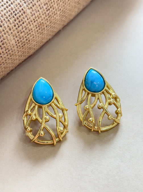 Aarya Turquoise 18K Gold-Plated Brass Earrings
