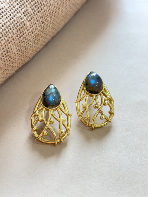 Aarya Labradorite 18K Gold-Plated Brass Earrings