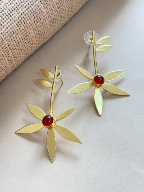 Rasha Carnalian 18K Gold-Plated brass stud earrings