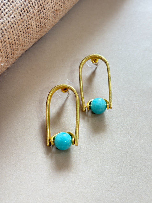 Veda Amazonite 18K Gold-Plated Brass Earrings