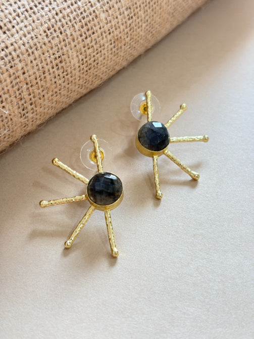 Ravira Quatrz 18K Gold-Plated brass stud earrings