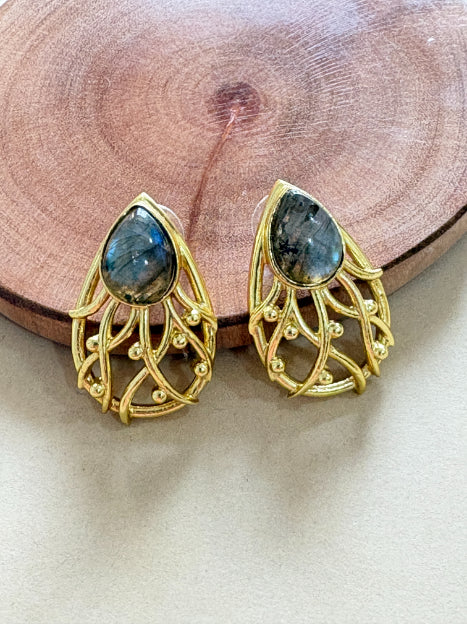 Aarya Labradorite 18K Gold-Plated Brass Earrings
