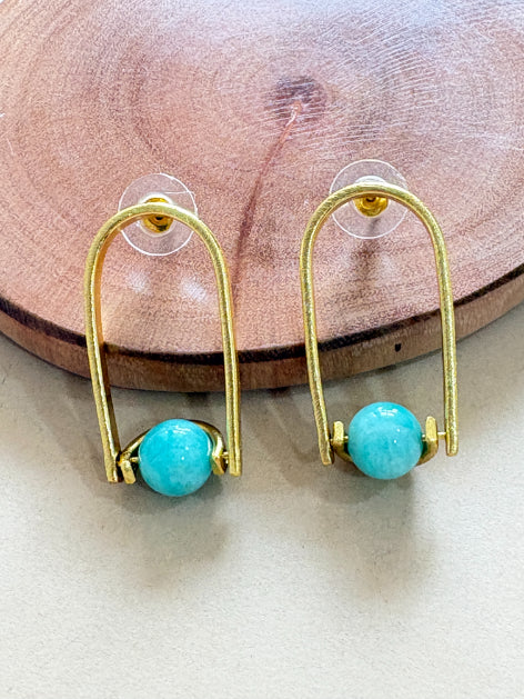 Veda Amazonite 18K Gold-Plated Brass Earrings