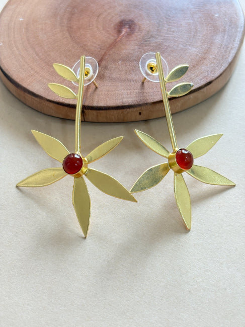 Rasha Carnalian 18K Gold-Plated brass stud earrings