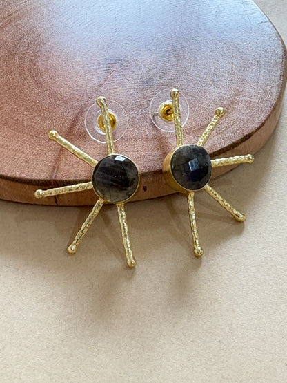 Ravira Quatrz 18K Gold-Plated brass stud earrings