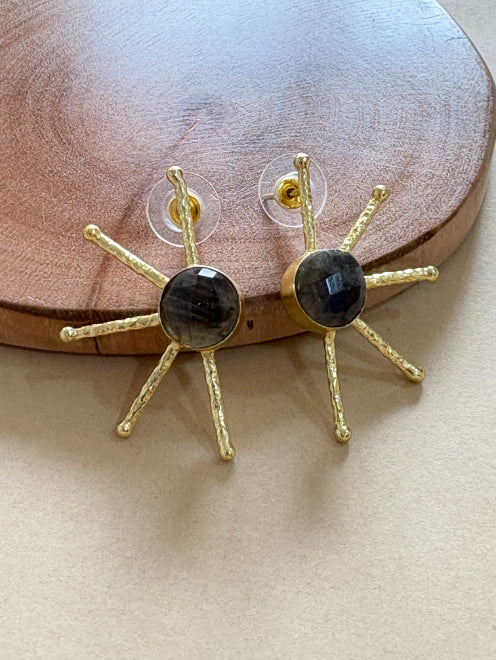 Ravira Quatrz 18K Gold-Plated brass stud earrings