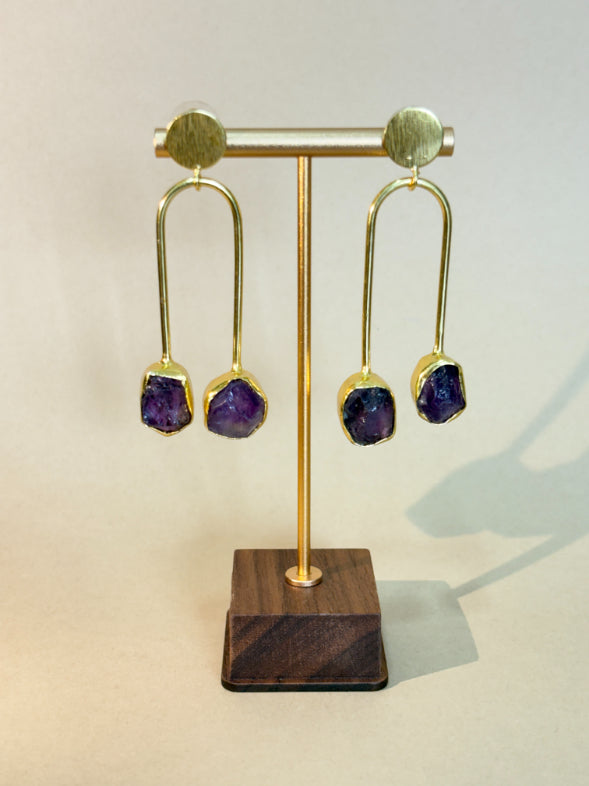 Aarika 18K Gold-Plated Brass Amethyst Stud Earrings