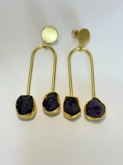 Aarika 18K Gold-Plated Brass Amethyst Stud Earrings