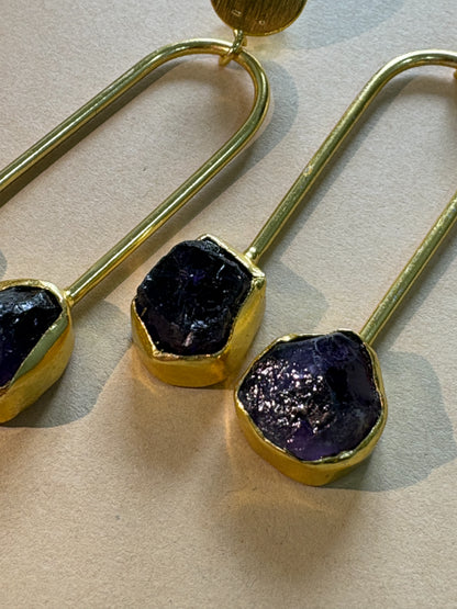 Aarika 18K Gold-Plated Brass Amethyst Stud Earrings