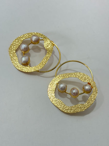 Mandakini Freshwater Pearl 18K Gold-Plated Brass Statement Earrings
