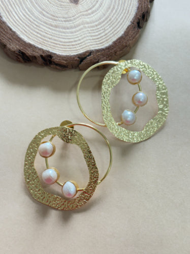 Mandakini Freshwater Pearl 18K Gold-Plated Brass Statement Earrings