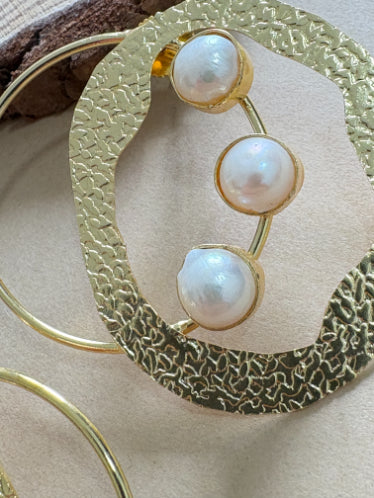 Mandakini Freshwater Pearl 18K Gold-Plated Brass Statement Earrings