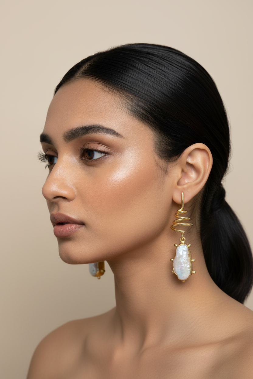 Aavarta Freshwater Baroque Pearl 18K Gold-Plated Brass Statement Earrings