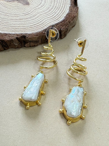 Aavarta Freshwater Baroque Pearl 18K Gold-Plated Brass Statement Earrings