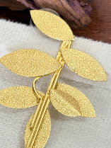 18K gold-plated brass statement leaf earrings for women