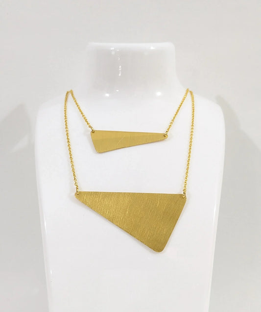 Brass Asymmetric trigon necklace