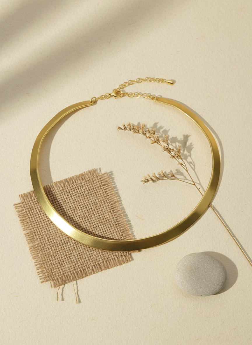 Arka Curve 18K Gold-Plated Brass Hasli Necklace