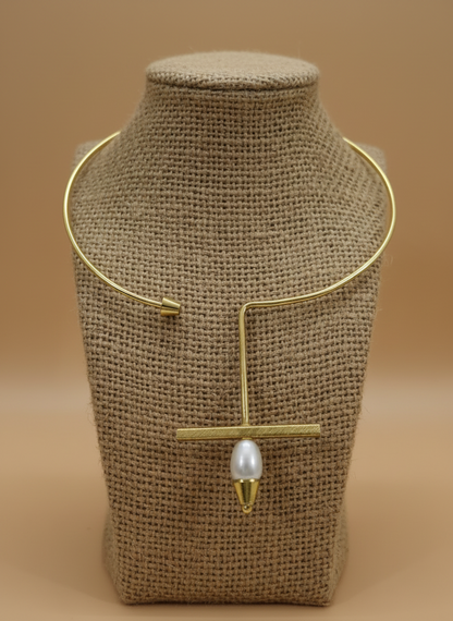 Nishka Drop 18K Gold-Plated Brass Freshwater Pearl Hasli