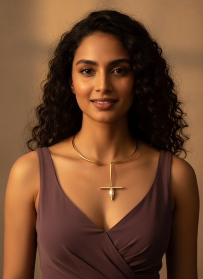 Nishka Drop 18K Gold-Plated Brass Freshwater Pearl Hasli