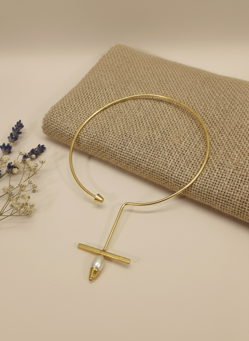 Nishka Drop 18K Gold-Plated Brass Freshwater Pearl Hasli