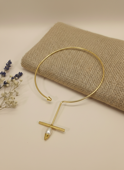 Nishka Drop 18K Gold-Plated Brass Freshwater Pearl Hasli