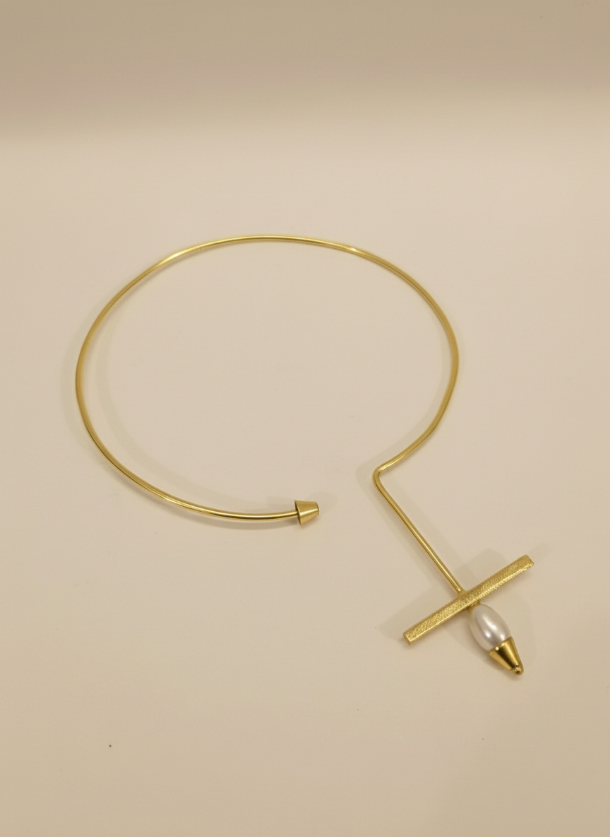 Nishka Drop 18K Gold-Plated Brass Freshwater Pearl Hasli